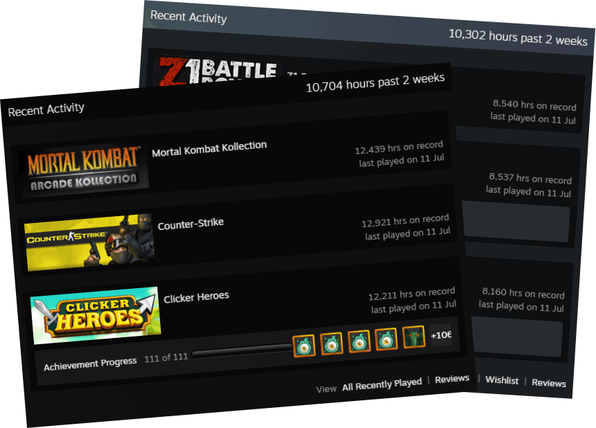 Illustration showing Steam hours being boosted